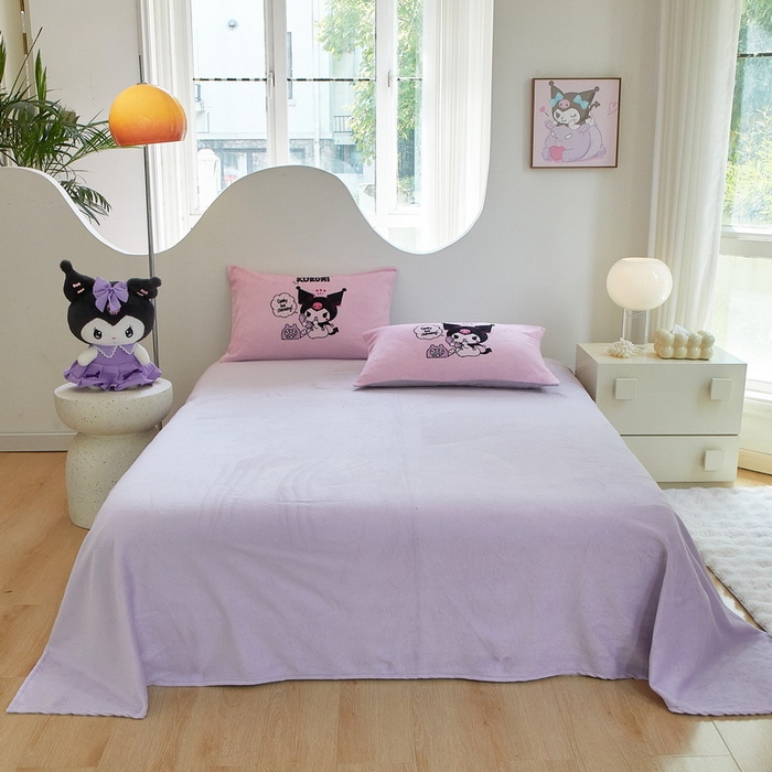 91家纺网 家纺一手货源 找家纺 蘭菲家纺 2024新款牛奶绒卡通三丽鸥四件套 明天见