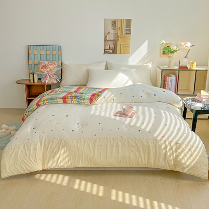 91家纺网 家纺一手货源 找家纺 （总）子钦家纺 2024新款A类云朵棉大豆纤维被镂空花边印花冬被