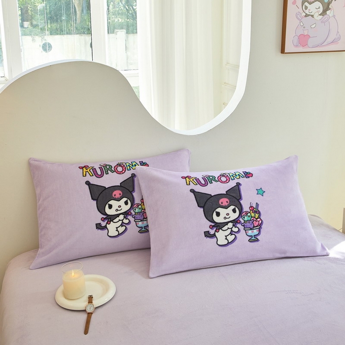 91家纺网 家纺一手货源 找家纺 蘭菲家纺 2024新款牛奶绒卡通三丽鸥四件套 果茶