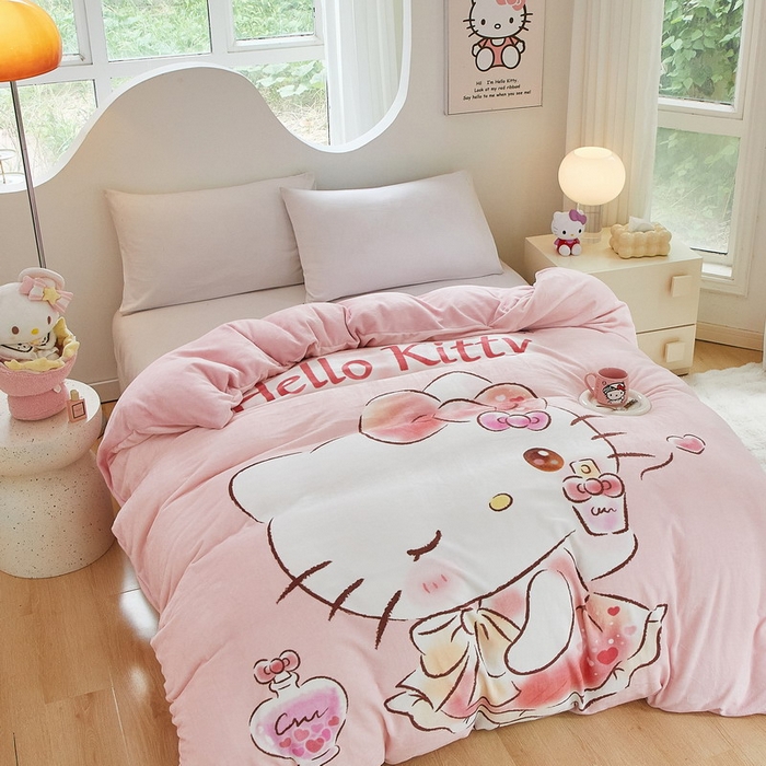 91家纺网 家纺一手货源 找家纺 蘭菲家纺 2024新款牛奶绒卡通三丽鸥单品被套 向往