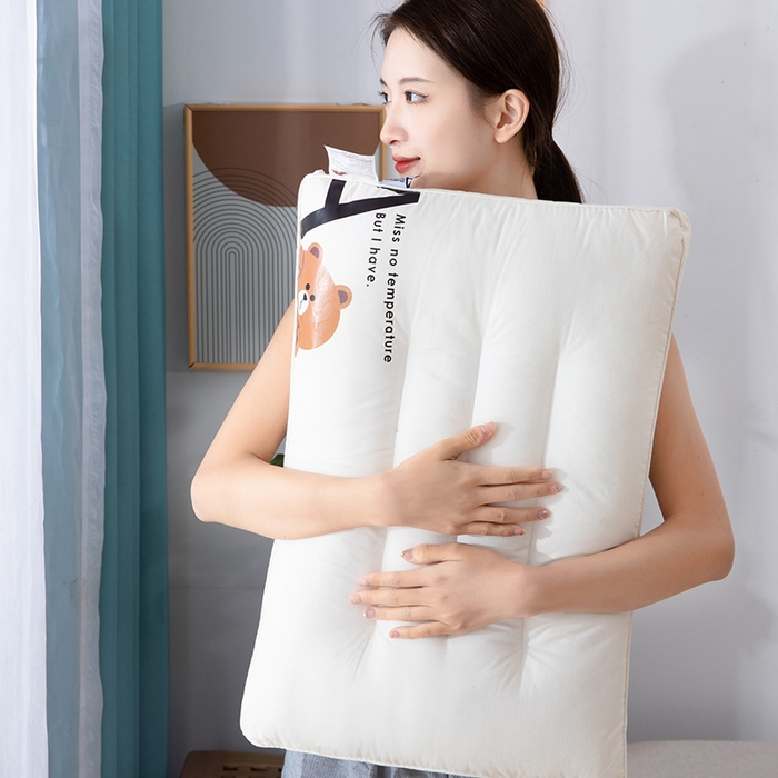 91家纺网 家纺一手货源 找家纺 佳尚枕芯 2025新款枕芯 A类无荧光全棉A+熊儿童酒店低枕头枕芯 全棉小熊成人款 48x74cm/只