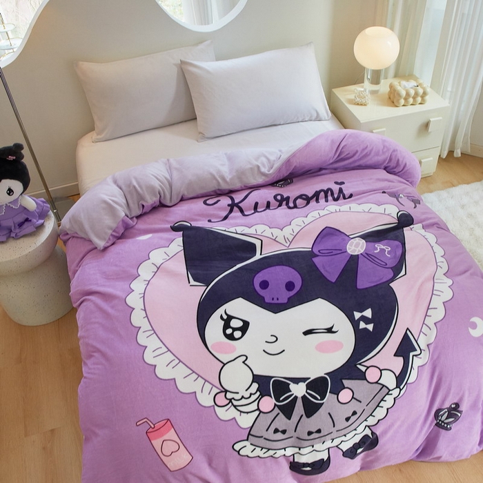 91家纺网 家纺一手货源 找家纺 蘭菲家纺 2024新款牛奶绒卡通三丽鸥单品被套 巴库奶油