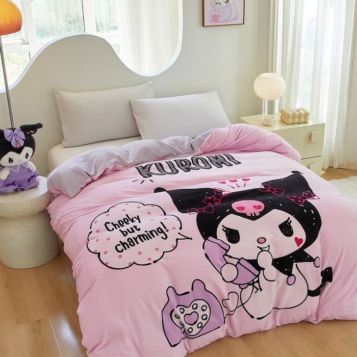 91家纺网 家纺一手货源 找家纺 蘭菲家纺 2024新款牛奶绒卡通三丽鸥单品被套 明天见