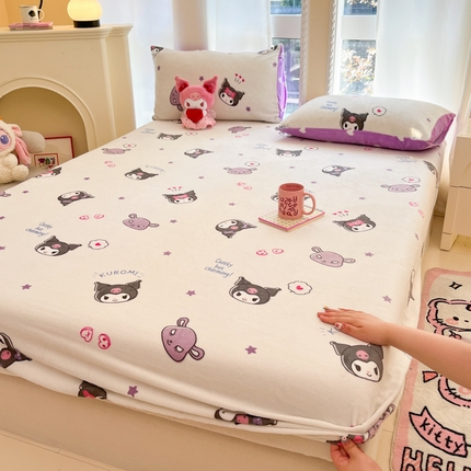 博雅 2024新款三丽鸥牛奶绒小版床笠系列 牛奶绒小版-满版库洛米