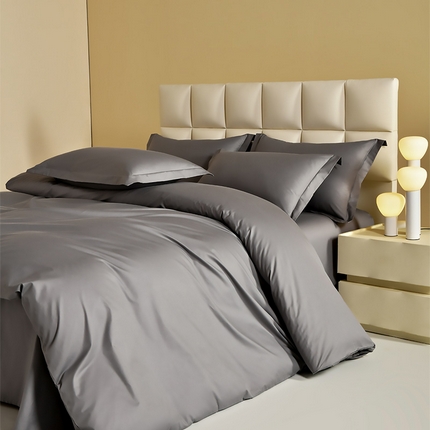 元元被芯 2025款纯色全丝光-全精梳高密纺-铂金A类全棉单被套 深灰