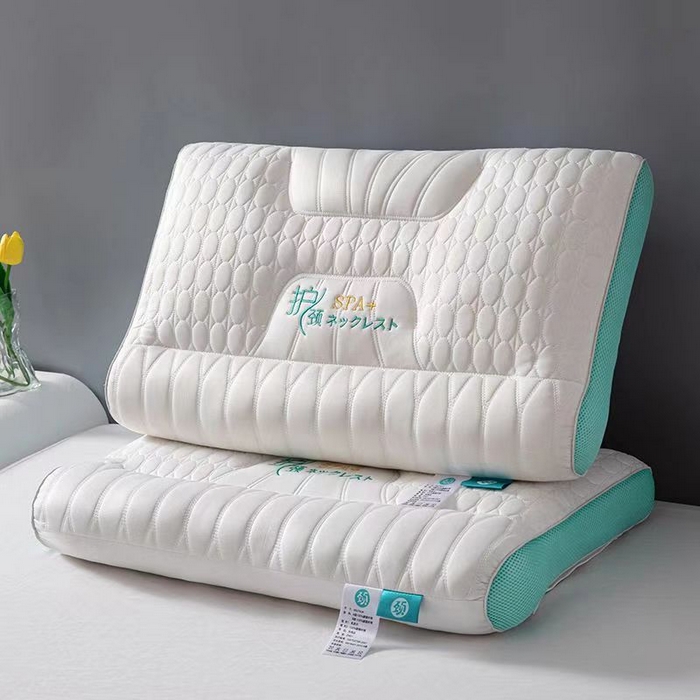 91家纺网 家纺一手货源 找家纺 佳尚枕芯 2025新款护颈助睡眠枕芯SPA乳胶反牵引枕枕头枕芯 绿色中枕48x74cm/只