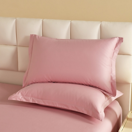 元元被芯 2025款纯色全丝光-全精梳高密纺-铂金A类全棉枕套 裸粉