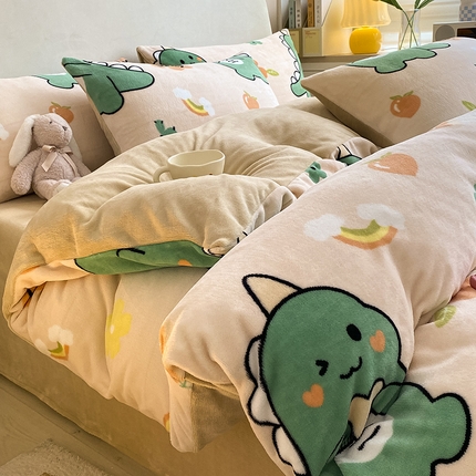 91家纺网 家纺一手货源 找家纺 （总）沐辰 2024新款高克重牛奶绒印花四件套