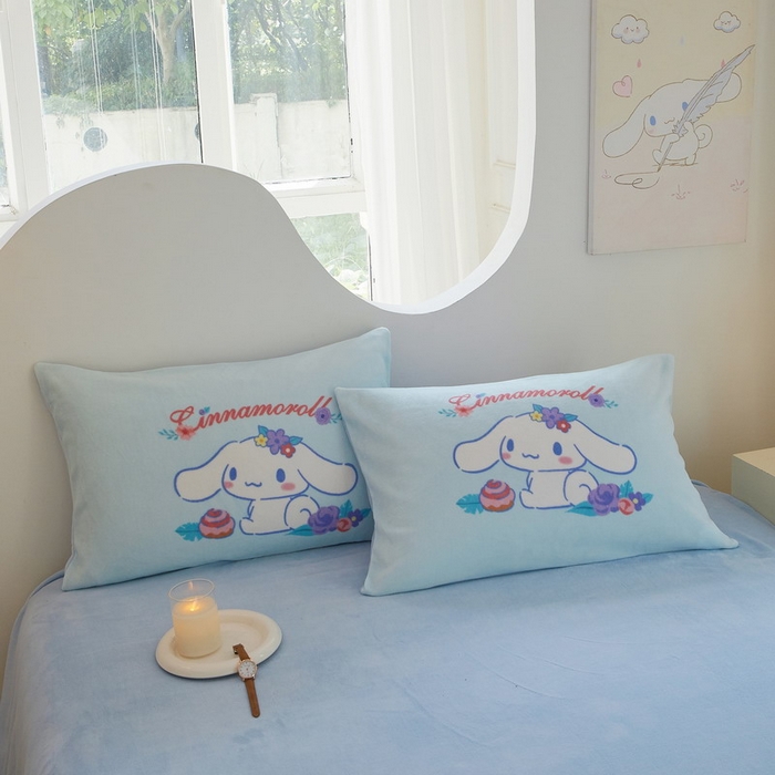 91家纺网 家纺一手货源 找家纺 蘭菲家纺 2024新款牛奶绒卡通三丽鸥四件套 泡芙