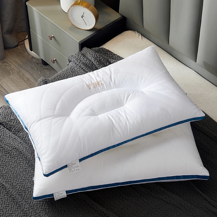 91家纺网 家纺一手货源 找家纺 佳尚枕芯 2025新款全棉纯棉保健护颈枕枕头枕芯 全棉保健护颈枕时尚蓝48x74cm/只