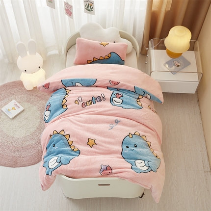 丝涟家居 2025新款A类雪花绒牛奶绒儿童多功能可拆卸盖毯被 草莓恐龙