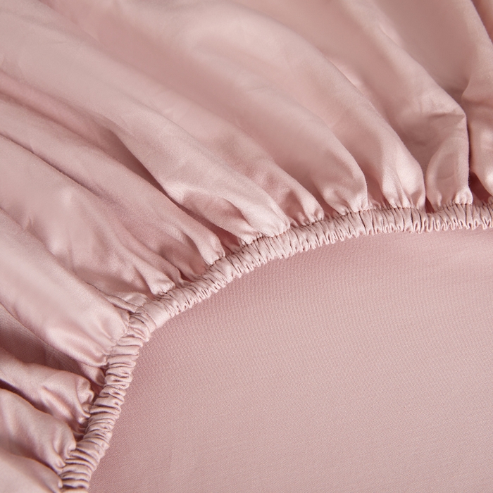 91家纺网 家纺一手货源 找家纺 凯森家纺 2024新款长绒棉床笠单件纯棉贡缎100支床罩席梦思保护罩全棉床套床笠款三件套 梦幻粉