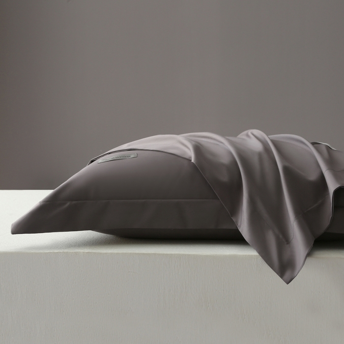 91家纺网 家纺一手货源 找家纺 凯森家纺 2024新款长绒棉床笠单件纯棉贡缎100支床罩席梦思保护罩全棉床套床笠款三件套 商务灰