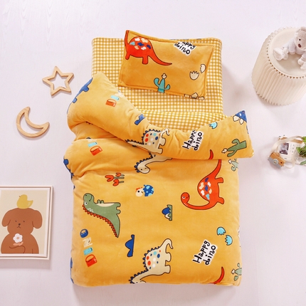 91家纺网 家纺一手货源 找家纺 （总）吉咪兔 2025新款儿童卡通牛奶绒双面绒幼儿园被子三件套六件套保暖被褥被套