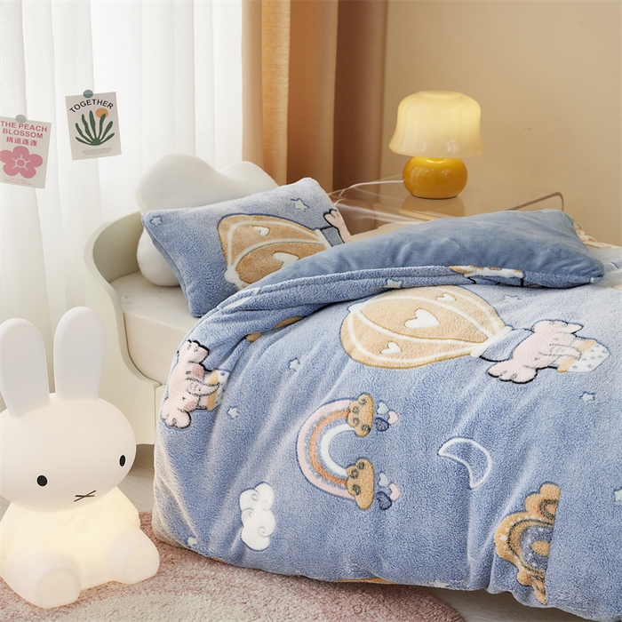 91家纺网 家纺一手货源 找家纺 丝涟家居 2025新款A类雪花绒牛奶绒儿童多功能可拆卸盖毯被 气球大象