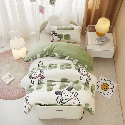 丝涟家居 2025新款A类雪花绒牛奶绒儿童多功能可拆卸盖毯被 乐乐狗