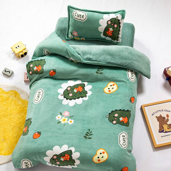 91家纺网 家纺一手货源 找家纺 吉咪兔 2025新款儿童卡通牛奶绒双面绒幼儿园被子三件套六件套保暖被褥被套 睡梦龙