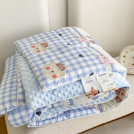 青螺家纺 2025高密全棉嵌绳宝宝绒豆豆被春秋被冬被 一圈踩棉 四角不跑棉 直播 洛丽塔 爱心熊熊