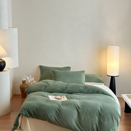 寐眠 2024新款牛奶绒纯色双拼四件套 丛林秘境