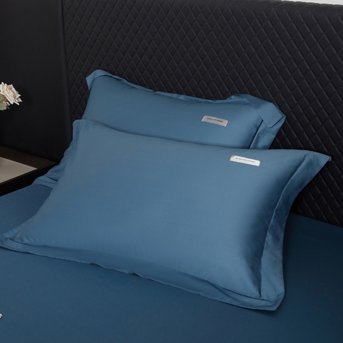 91家纺网 家纺一手货源 找家纺 凯森家纺 2024新款长绒棉床笠单件纯棉贡缎100支床罩席梦思保护罩全棉床套床笠款三件套 群青蓝