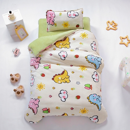 91家纺网 家纺一手货源 找家纺 （总）吉咪兔 2025新款儿童卡通牛奶绒双面绒幼儿园被子三件套六件套保暖被褥被套