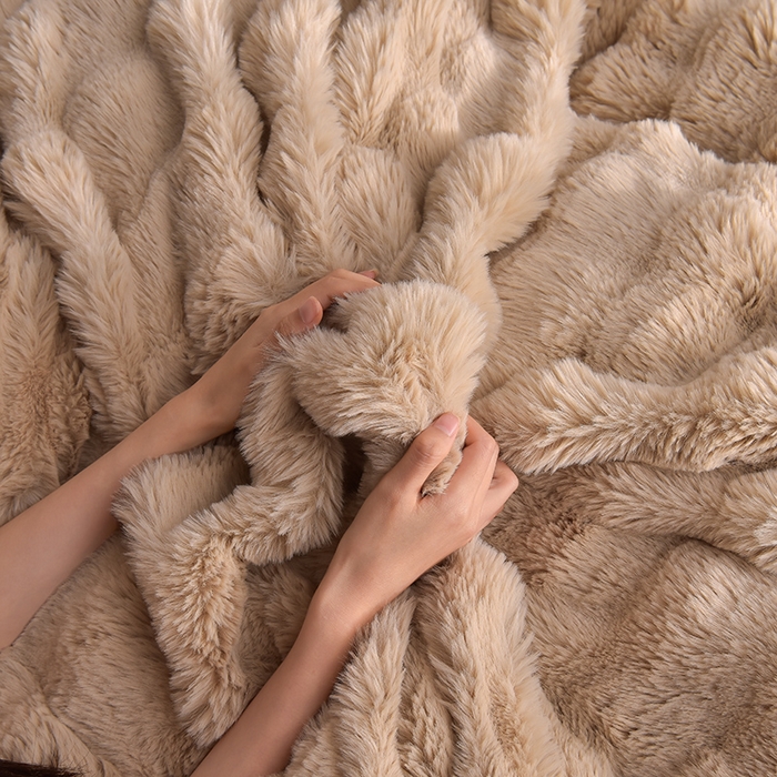 91家纺网 家纺一手货源 找家纺 同田家纺 2023直播热款兔毛四件套兔兔绒牛奶绒四件套 轻奢-咖