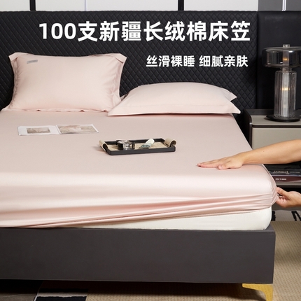 凯森家纺 2024新款长绒棉床笠单件纯棉贡缎100支床罩席梦思保护罩全棉床套床笠款三件套 初荷
