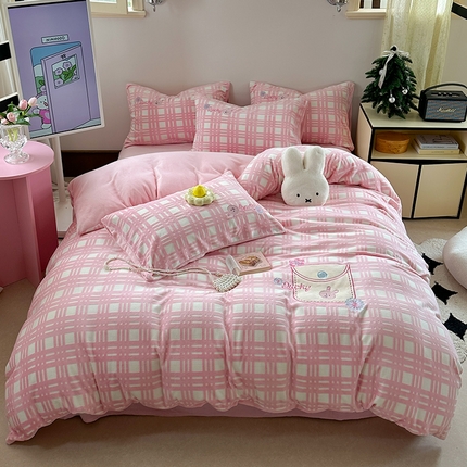 （总）桃子家居 2024新款A类ins博主小红书刺绣贴布绣立体高级工艺烂花雕花牛奶绒系列四件套