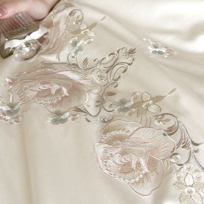 91家纺网 家纺一手货源 找家纺 MIU缪家居 2024新款100支全棉四件套系列-欧若拉 欧若拉-白