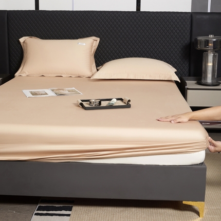 凯森家纺 2024新款长绒棉床笠单件纯棉贡缎100支床罩席梦思保护罩全棉床套床笠款三件套 圣殿驼