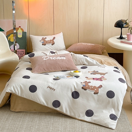 （总）圆岛 2024新款秋冬大版牛奶绒230全消光系列四件套