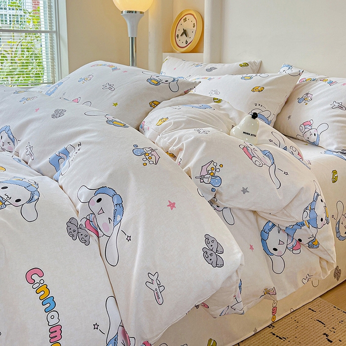 91家纺网 家纺一手货源 找家纺 朵希曼 2026新款三丽鸥全棉磨毛系列四件套 发带玉桂狗