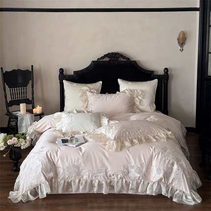 MIU缪家居 2024新款100支全棉四件套系列-优雅主义 优雅主义-慕斯粉