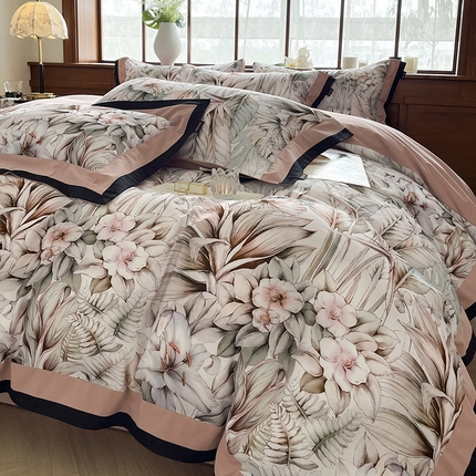 91家纺网 家纺一手货源 找家纺 秋冬A类加厚纯棉磨毛四件套保暖活性印花轻奢全棉被套床单床笠款床上用品 花莫里