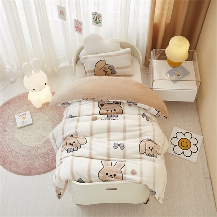 丝涟家居 2025新款A类雪花绒牛奶绒儿童多功能可拆卸盖毯被 领结伙伴