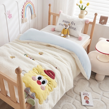 （总）丝涟家居 2025新款羊羔绒牛奶绒卡通刺绣儿童脱卸被子