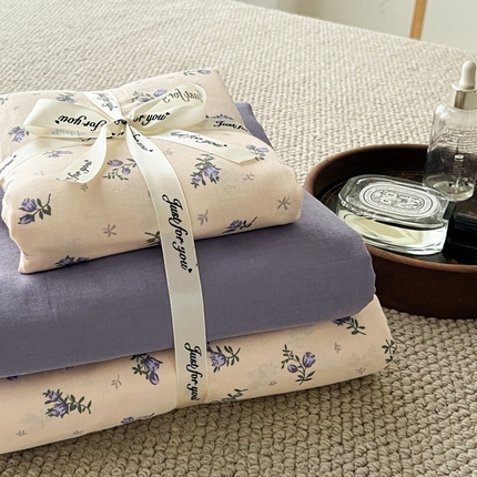 91家纺网 家纺一手货源 找家纺 （总）一比一家纺 2025新款全棉母婴级抗菌有氧全棉双层纱亲肤全棉小清新印花三件套四件套