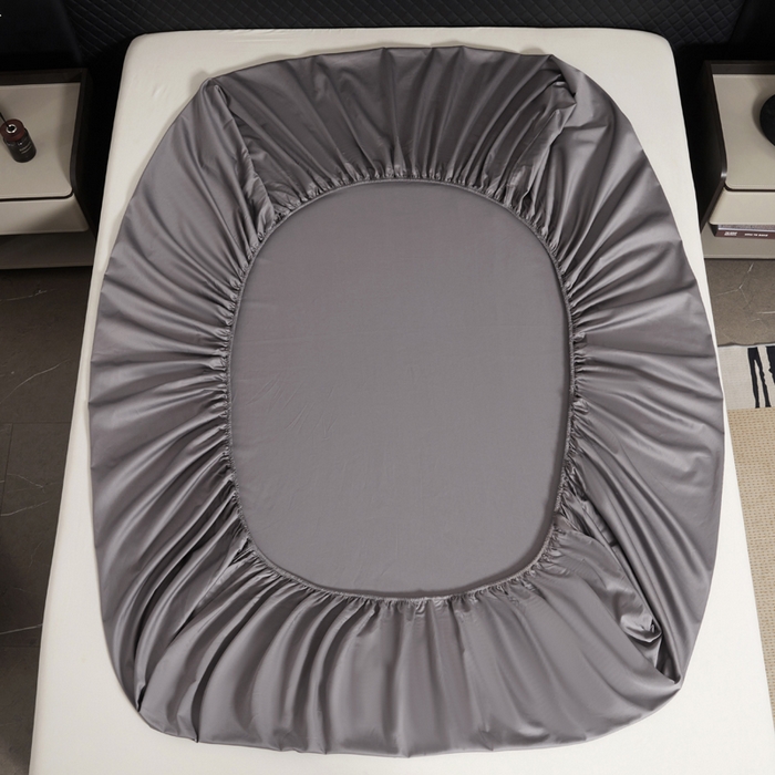 91家纺网 家纺一手货源 找家纺 凯森家纺 2024新款长绒棉床笠单件纯棉贡缎100支床罩席梦思保护罩全棉床套床笠款三件套 商务灰