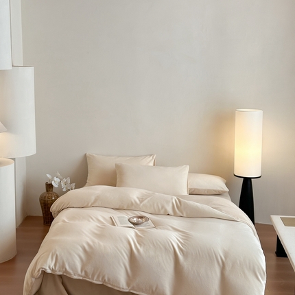 91家纺网 家纺一手货源 找家纺 （总）寐眠 2024新款牛奶绒纯色双拼四件套