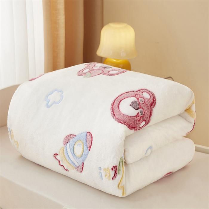 91家纺网 家纺一手货源 找家纺 丝涟家居 2025新款A类雪花绒牛奶绒儿童多功能可拆卸盖毯被 草莓熊
