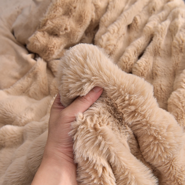 91家纺网 家纺一手货源 找家纺 同田家纺 2023直播热款兔毛四件套兔兔绒牛奶绒四件套 轻奢-咖