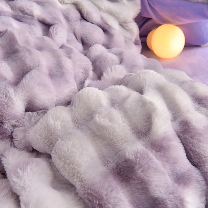 91家纺网 家纺一手货源 找家纺 同田家纺 2023直播热款兔毛四件套兔兔绒牛奶绒四件套 七彩-紫