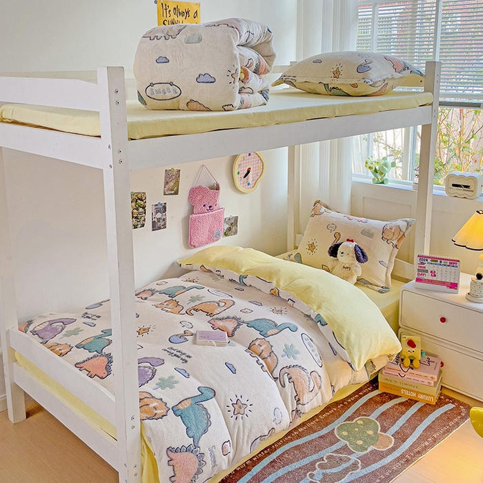 91家纺网 家纺一手货源 找家纺 贝扬思家纺 2024新款加厚雪花绒印花三件套 排队龙