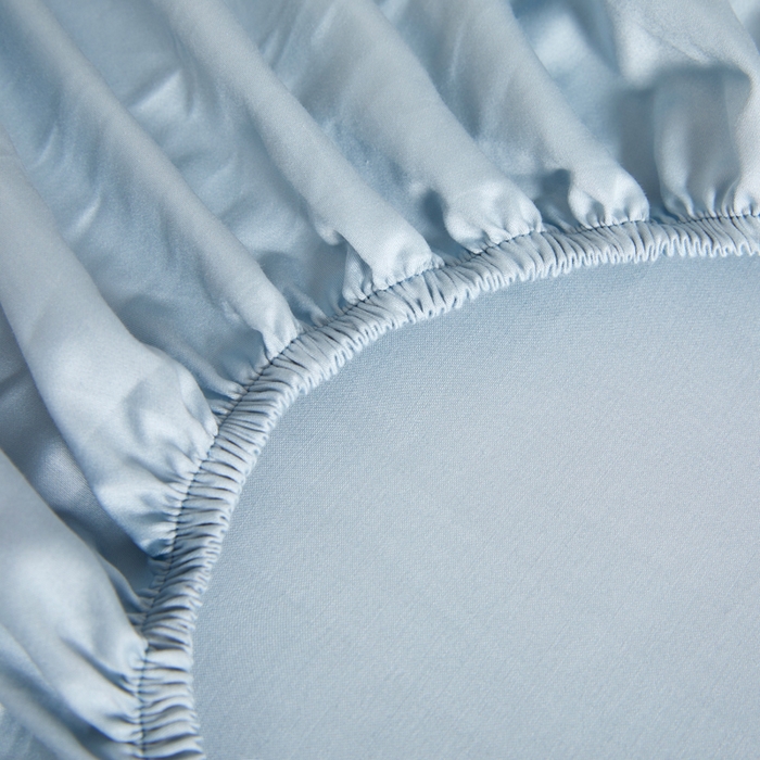 91家纺网 家纺一手货源 找家纺 凯森家纺 2024新款长绒棉床笠单件纯棉贡缎100支床罩席梦思保护罩全棉床套床笠款三件套 月光蓝