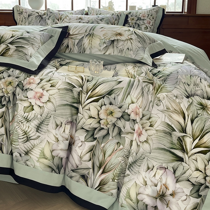 91家纺网 家纺一手货源 找家纺 秋冬A类加厚纯棉磨毛四件套保暖活性印花轻奢全棉被套床单床笠款床上用品 吉娅