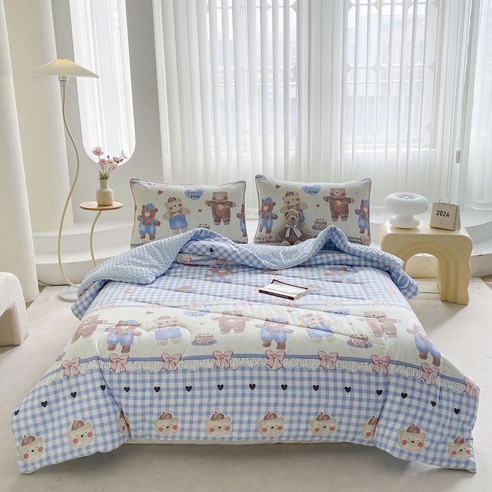 91家纺网 家纺一手货源 找家纺 青螺家纺 2025高密全棉嵌绳宝宝绒豆豆被春秋被冬被 一圈踩棉 四角不跑棉 直播 洛丽塔 爱心熊熊