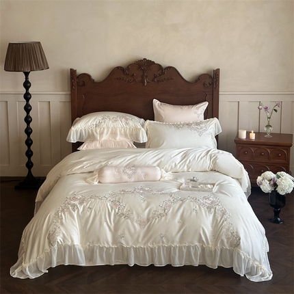 MIU缪家居 2024新款100支全棉四件套系列-欧若拉 欧若拉-白