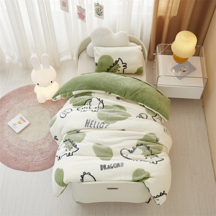 91家纺网 家纺一手货源 找家纺 丝涟家居 2025新款A类雪花绒牛奶绒儿童多功能可拆卸盖毯被 恐龙宝贝