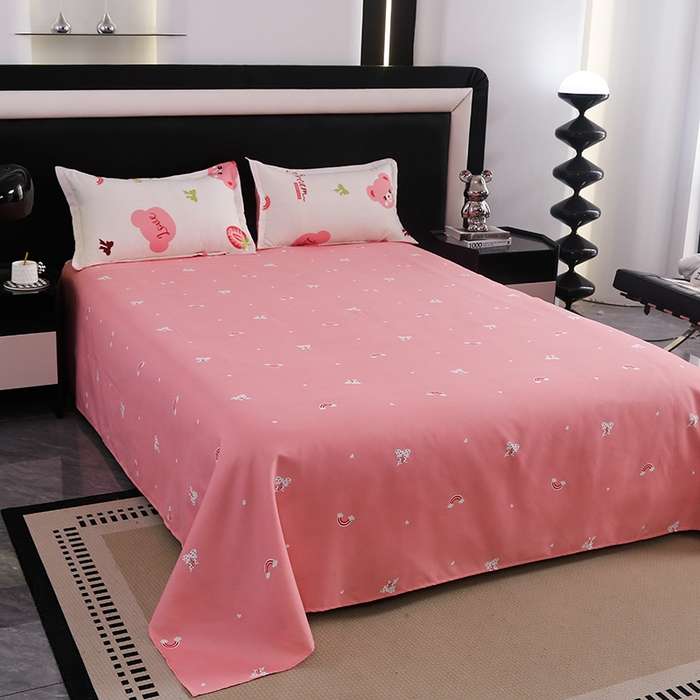 91家纺网 家纺一手货源 找家纺 新品2025年加厚磨毛植物羊绒四件套床笠款 草莓小熊