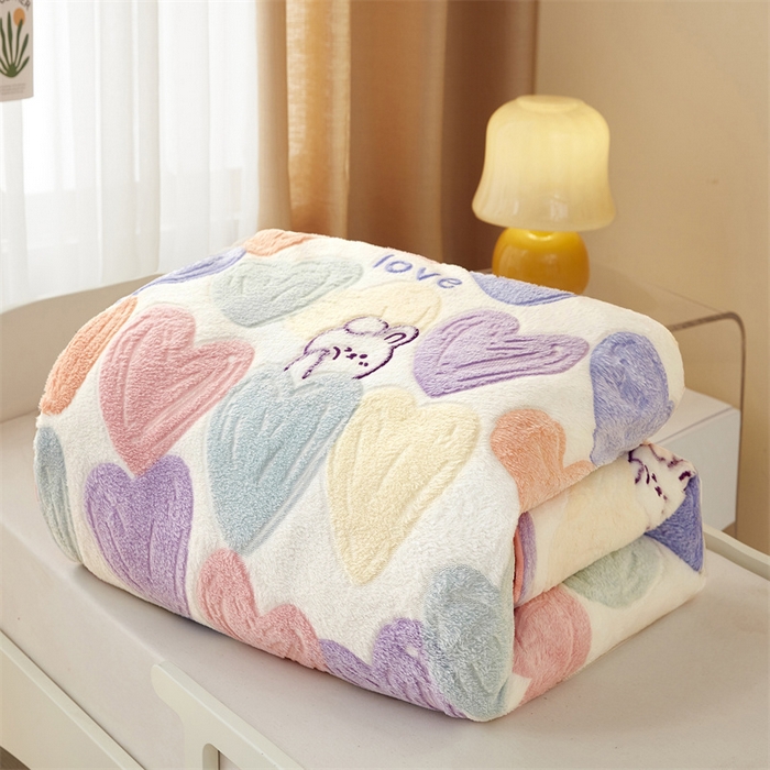 91家纺网 家纺一手货源 找家纺 丝涟家居 2025新款A类雪花绒牛奶绒儿童多功能可拆卸盖毯被 爱心兔